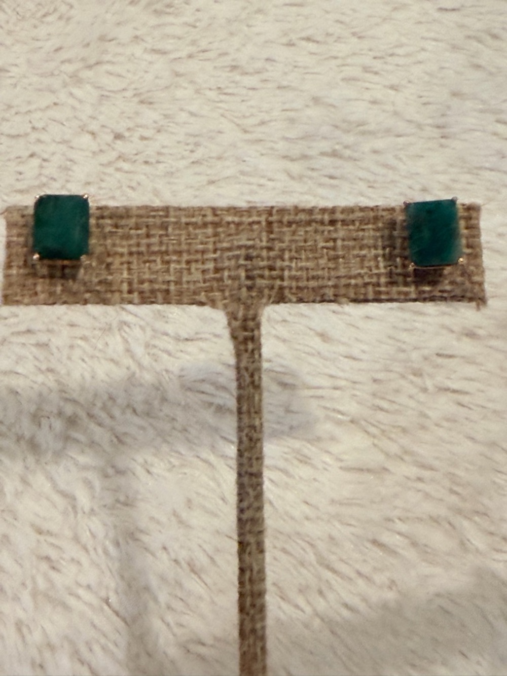 Vintage Emerald Cut Emerald 14K Stud Earrings Dark Green - Picture 2 of 12